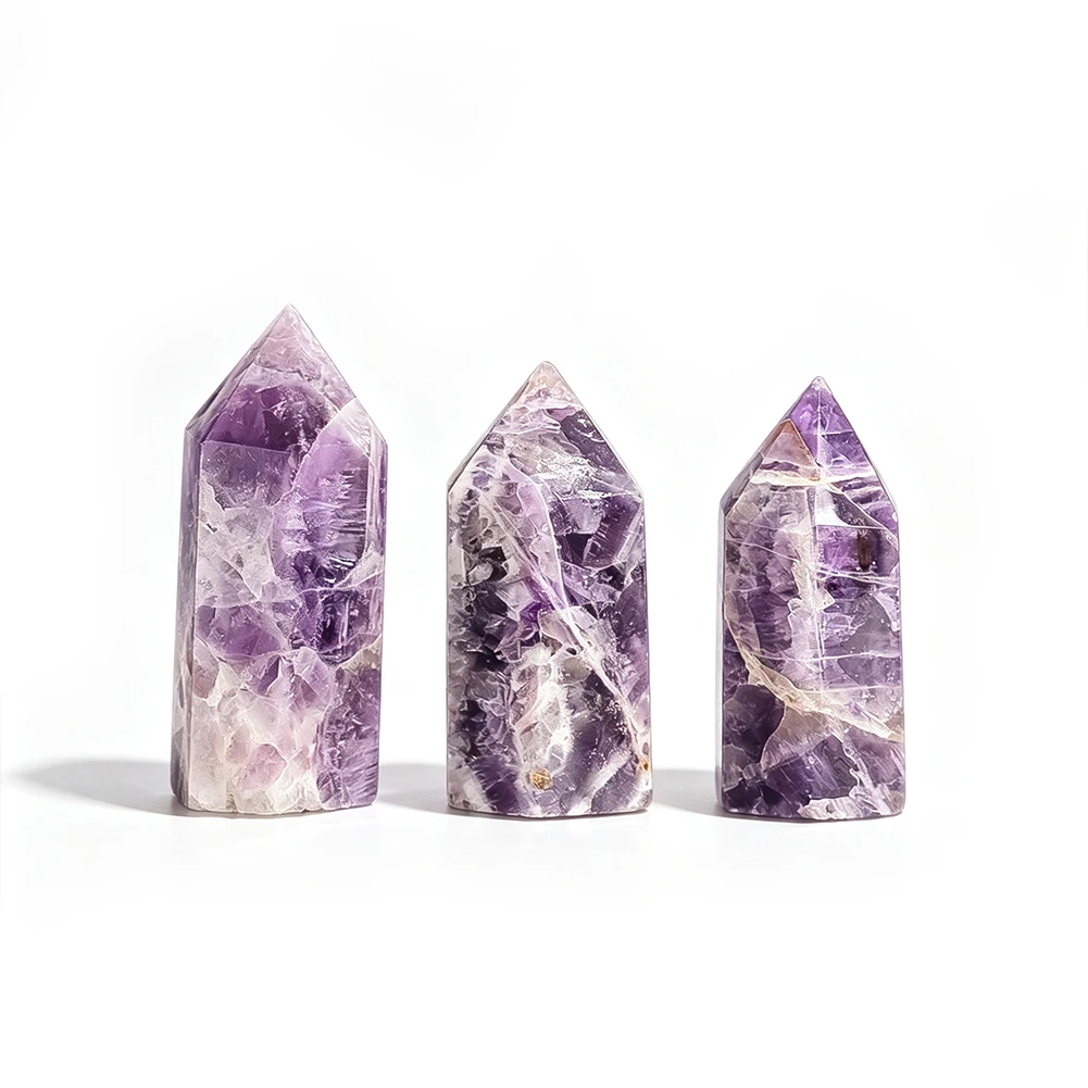 Amethyst Natural Healing Crystal Stone Wand Point Quartz Obelisk Hexagonal Tower Figurines Mineral Reiki Witchcraft Altar Decor