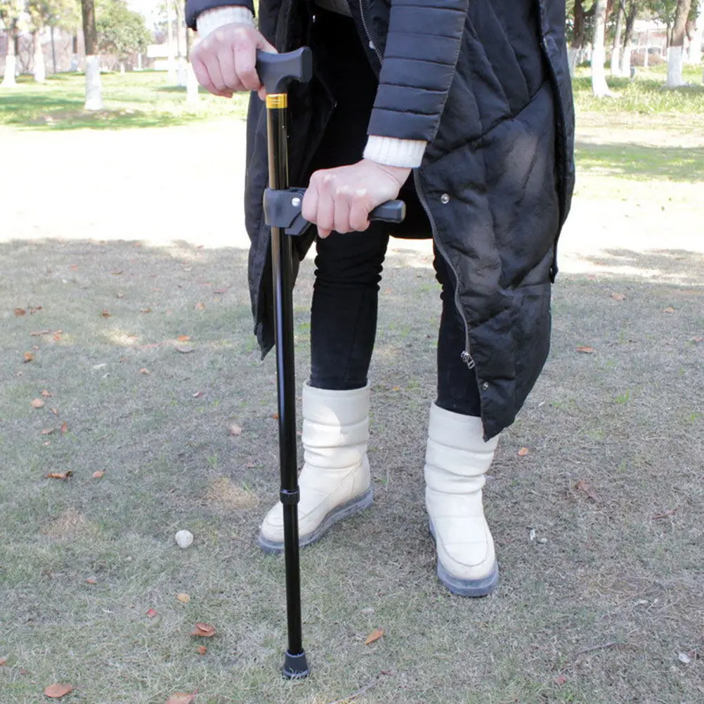 

1pc Premium Plastic Walking Stick Handle Black Ergonomic Non-Slip For Elderly Crutch Accessory Hand Cane Replacement Health