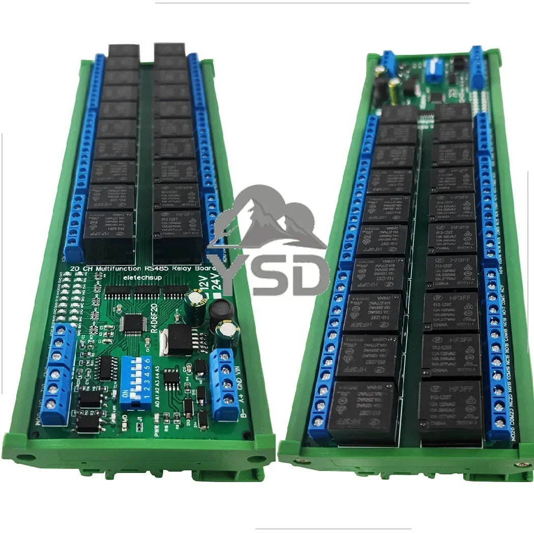 20CH Multifunction RS485 Relay Board PLC IO Expanding Module 20DO 2DI 2AI Modbus RTU 4-20MA 0-10V Current Voltage Input 24V