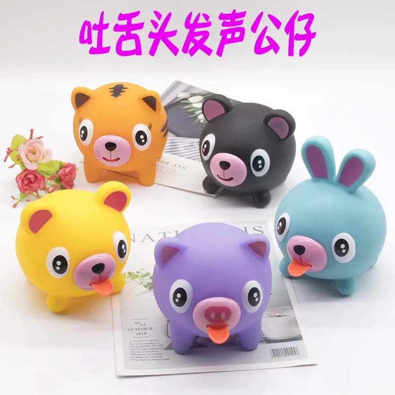 Mignon langue vocale poupée pincement musique enfants Vent jouet Vocal Animal jouets anti-Stress jouets Squishy Fidget jouets