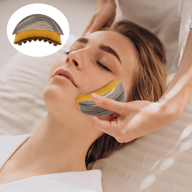 Lymphatic Contour Face Brush Gentle Exfoliation Brush Portable Soft Bristles Contoured Massage Brush Tool Face Sculpting Device