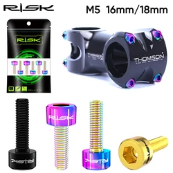 RISK Titanium Stem Bolts 6PCS M5x16mm M5x18mm Titanium Alloy Bicycle Stem Screws Colorful Bike Stem MTB Bolt Bicycle Accessories