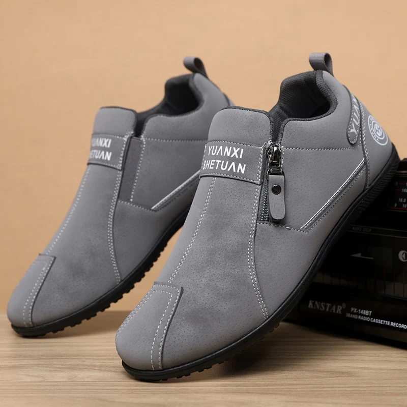 Men's Sports Shoes, New Style, All-Season Casual Lightweight Zip-On Slip-On Sports Casual Shoes, Comfortable Fitness Training Shoes, Daily Exercise Dancing Shoes for the Elderly