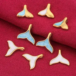 5pcs Lot Stainless Steel Enamel Blue Ocean Blue White Lovely Dolphin Tail Charm Earring for DIY Jewelry Making Necklace Bracelet