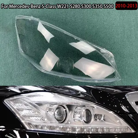 메르세데스-벤츠 S-클래스 W221 S280 S300 S350 S500 2010-2013 용 자동차 전면 헤드라이트 렌즈 커버, 자동차 케이스 헤드램프 유리 갓