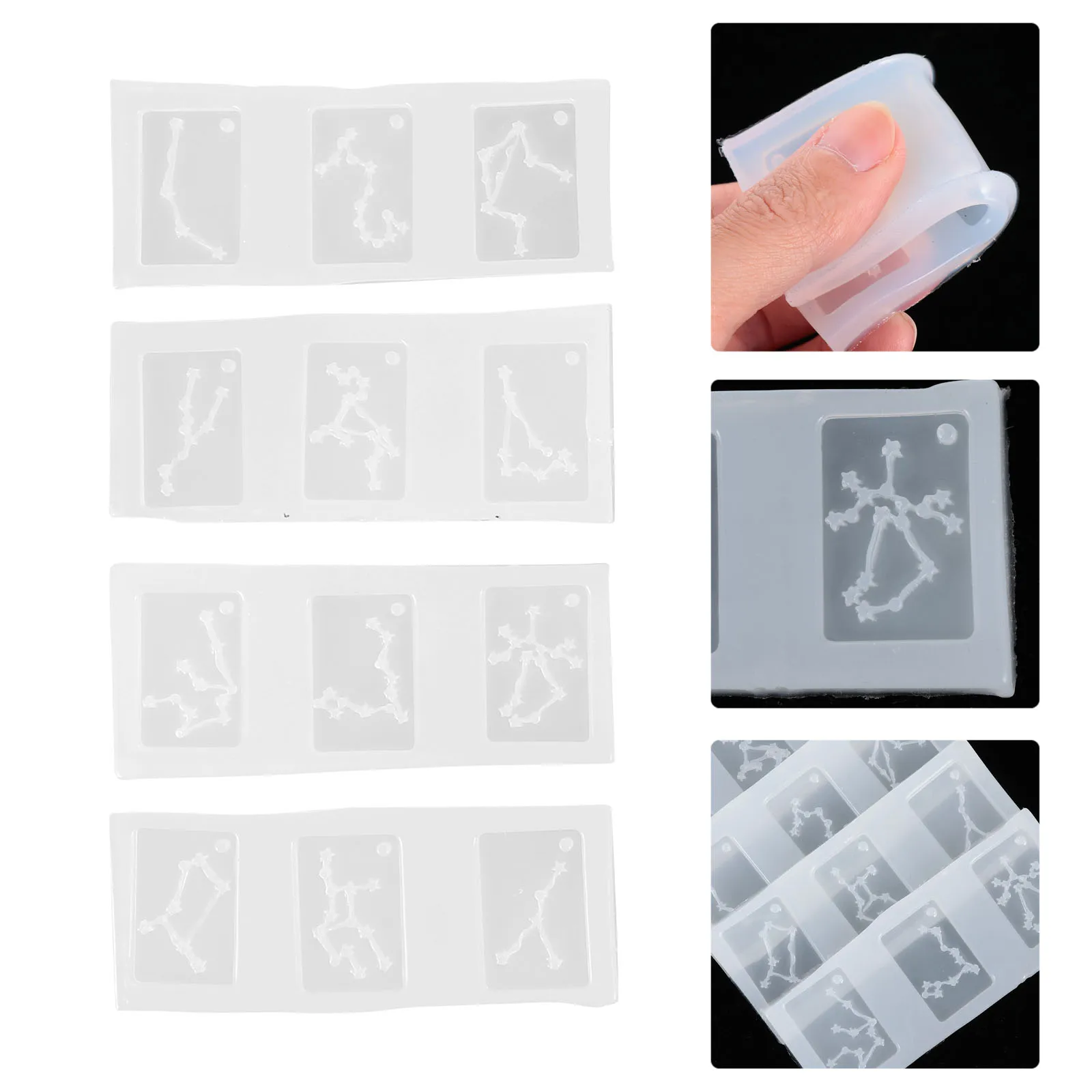 

4 Pcs Pendant Mold Necklace Making Molds DIY Manual Handicraft Silicone White Twelve