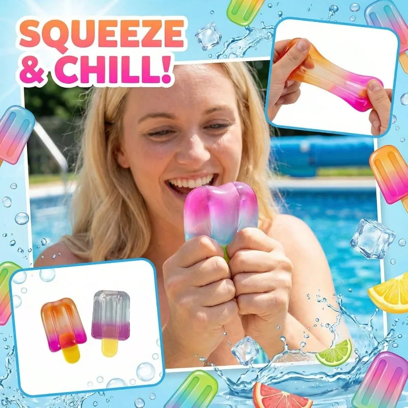 NEEDOH 1/2 Stück Sommer-Eiscreme Fidget Squishy TPR Quetsch-Sensorik-Stressabbau-Spielzeug Urlaub Muttertag Kinder Party Geschenk – Detail 4