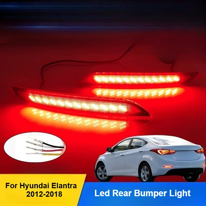 

Led Rear Bumper Reflector Light for Hyundai Elantra 2012-2018 Rear Fog Lamp Dymanic Flowing Turn Signal Brake Light Modification