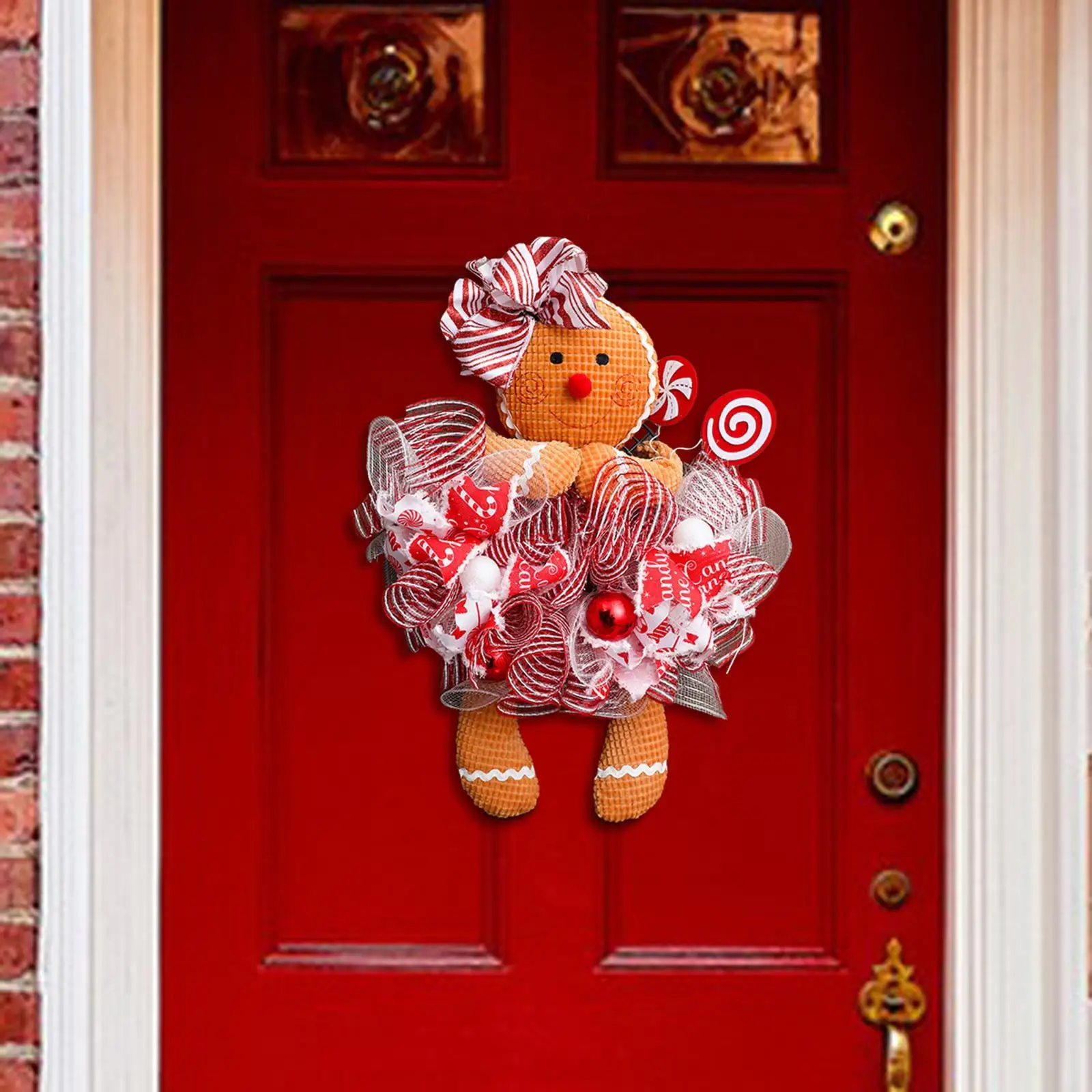 Christmas Gingerbread Man Front Door Christmas Gingerbread Man Ornament for Christmas Tree for Shelf Tabletop Window Party Decor