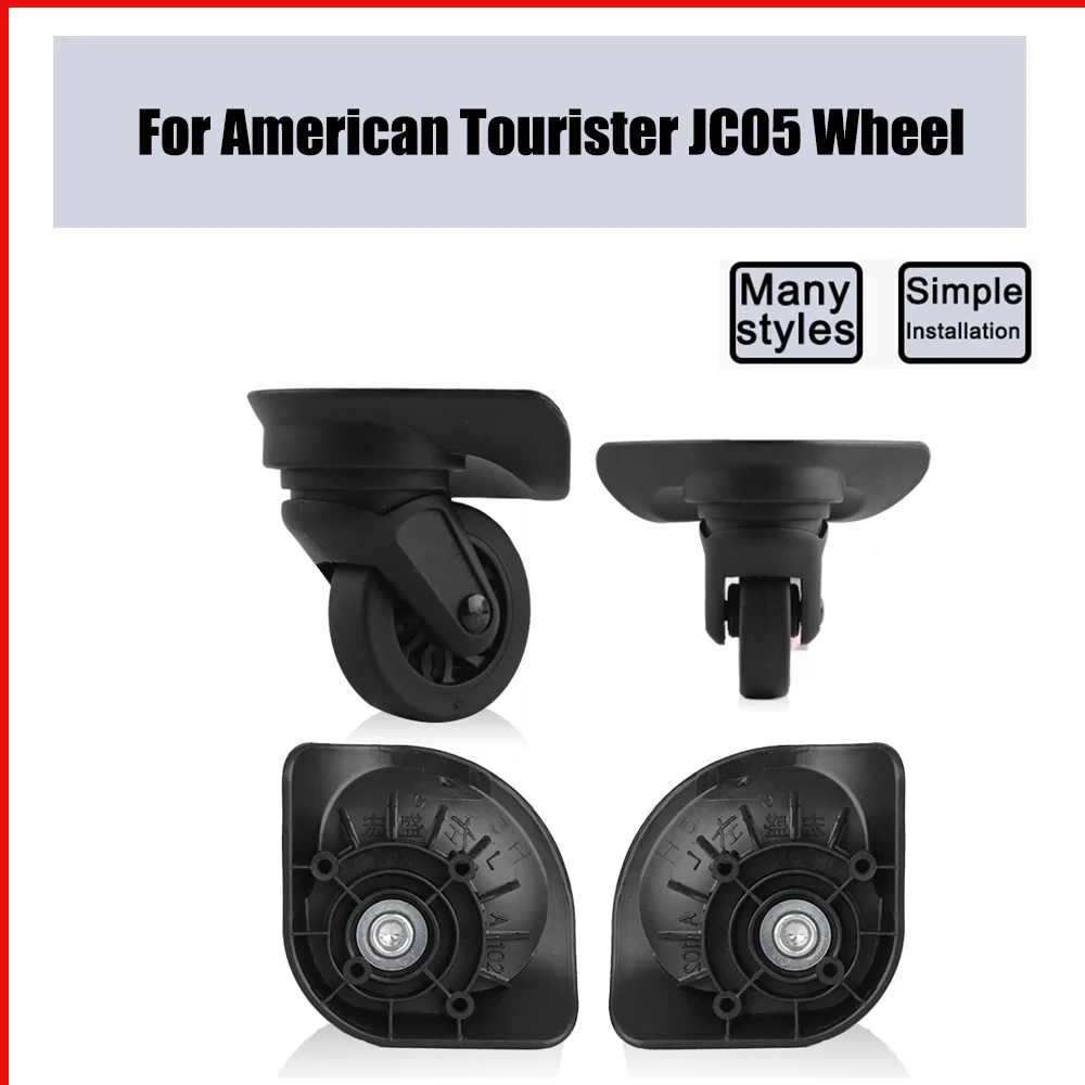 Untuk Amerika Tourister JC05 casing troli roda katrol geser roda bagasi Universal roda diam halus tahan aus hitam