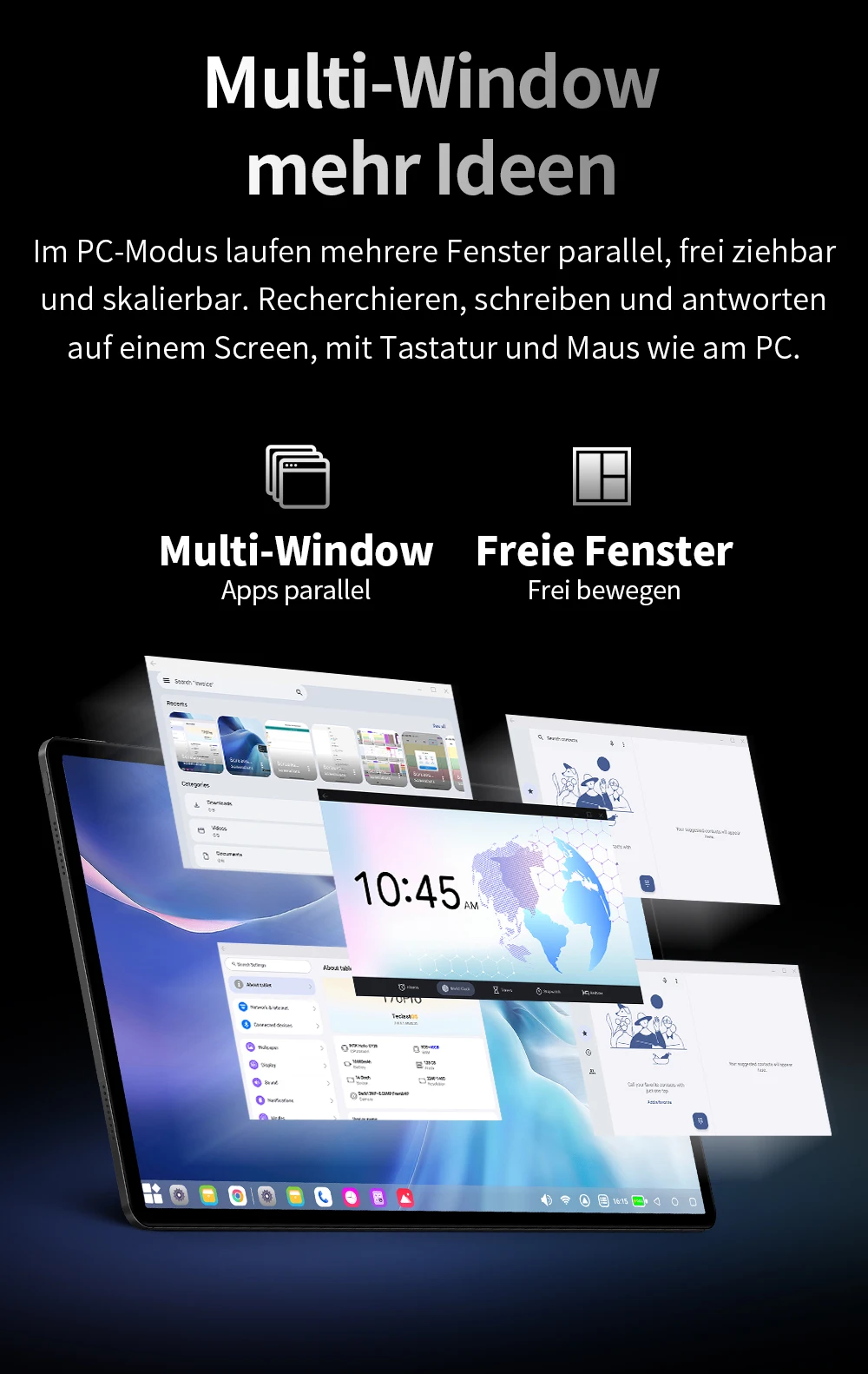 Teclast T70Pro Android 16 Tablet mit Gemini AI, 14 Zoll IPS 2240x1400 Display, G100 Octa-Core, 8GB RAM+40GB erweiterter RAM, 128GB UFS-Speicher, 1TB Micro-SD-Erweiterung, Dual-SIM 4G LTE, 10000mAh Akku, 18W PD-Ladung – Detail 9