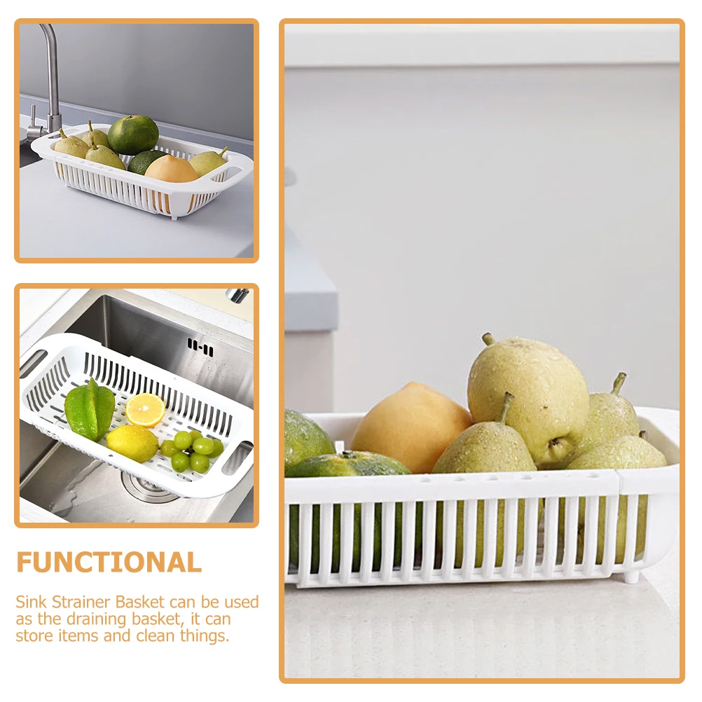 

2pcs Extendable Over The Colander Drain For Fruits Vegetables Washing Drying Kitchen Essentials Strainer Basket Vegetable Fruit