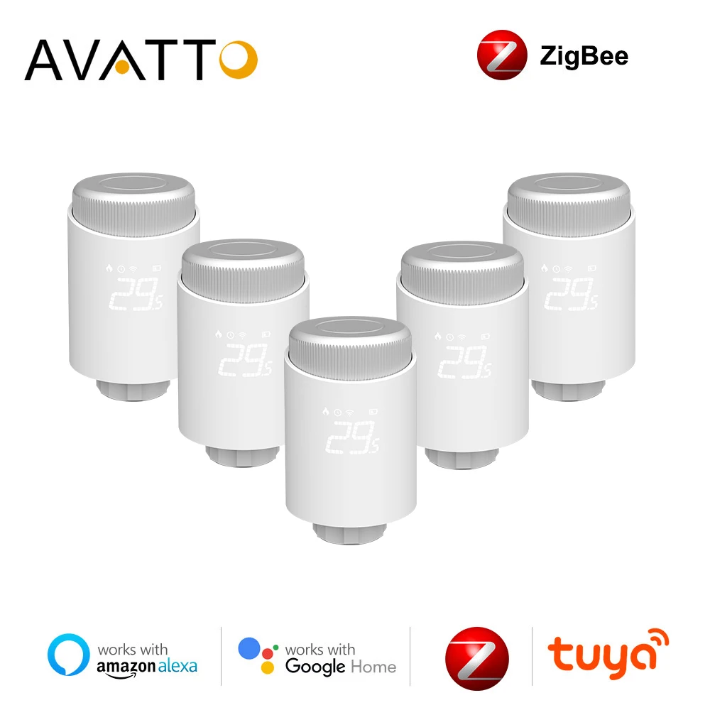 AVATTO-Tuya inteligente válvula atuador do radiador, programável aquecimento termostato, controlador de temperatura para Alexa, Google Home, ZigBee