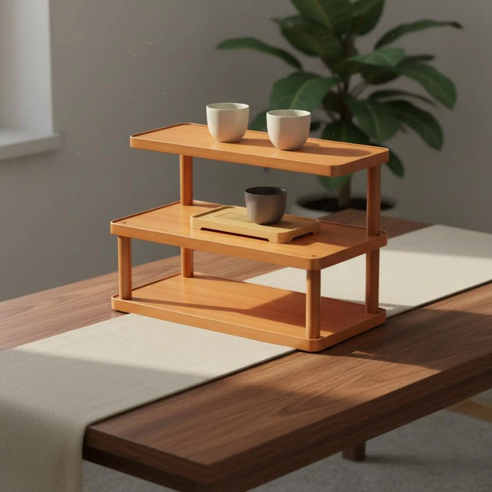 Tea Set Display Stand Space Saving Multi-Tier Cup Rack Large