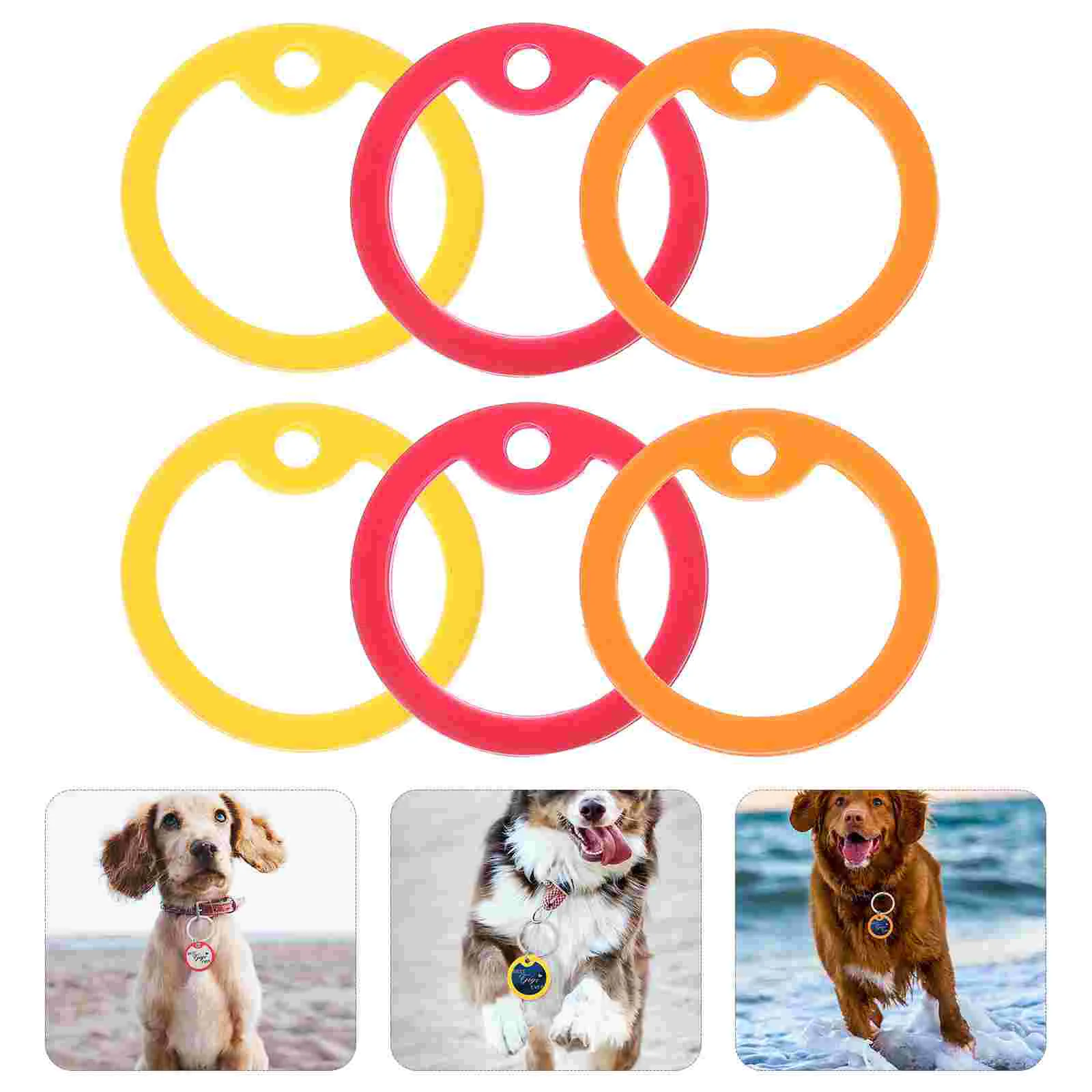 12 Pcs Silent Circle Dog Tag Muffler Ring Pet Puppy Id Silica Gel Name Hoop