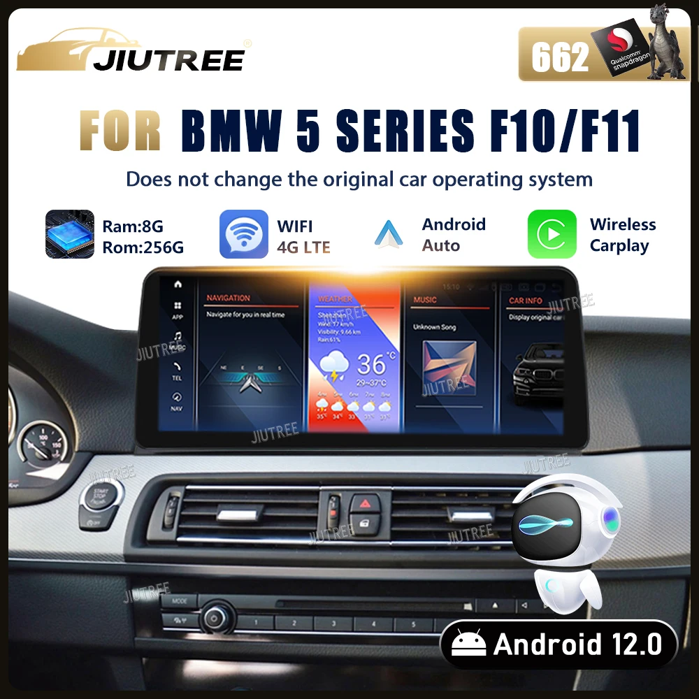 ID8 Snapdragon 662 Android 12 Carplay Auto Radio GPS For BMW 5 Series F10/F11/520 2011-2016 CIC NBT System Car Multimedia Navi