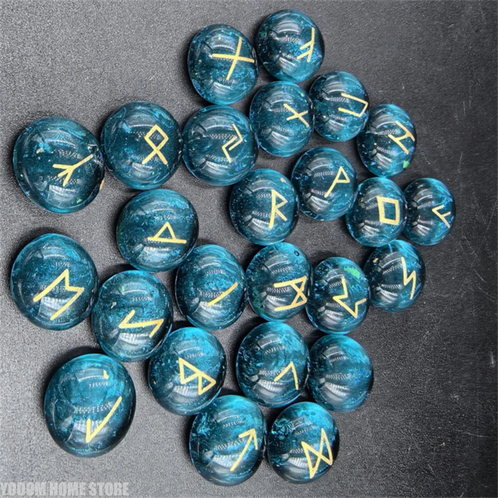25pcs Glass Flat Beads Rain Flower Stone Multicolored Stones Mixed Color Glass Flat Stone Aquascape Glass Rune Characters