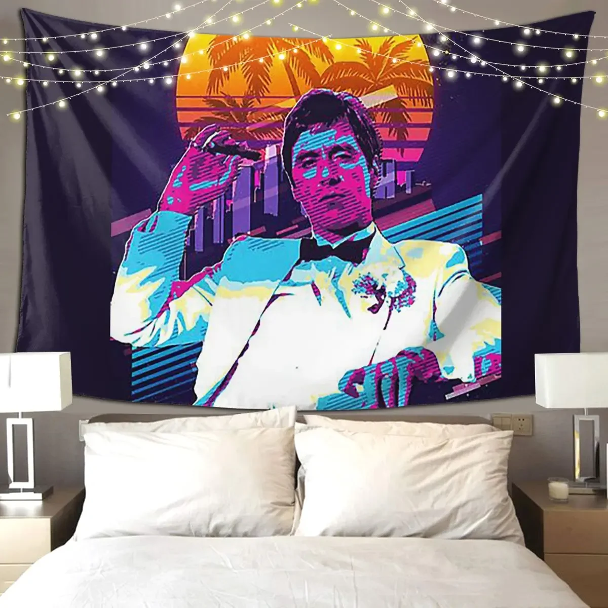 Classic Cinema Art Scarface Movie Print Featuring Al Pacino Tapestry Art Wall Hanging Home Tapestries for Room Bedroom Dorm Room