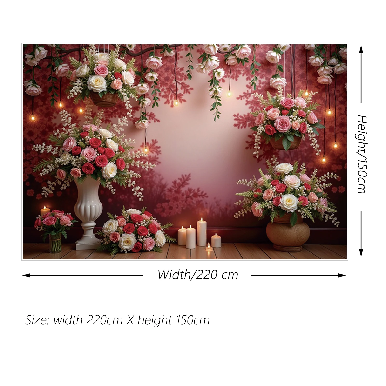 MOON.QG Fotografi Latar Belakang Ulang Tahun Wanita Hari Valentine Lilin Dinding Merah Latar Belakang Zona Foto Alat Peraga Photobooth Studio Pasangan