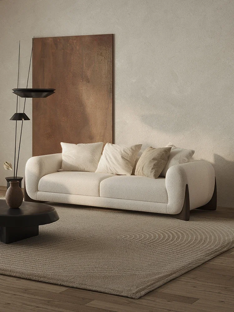 Fabric sofa, living room, villa, two or three people, minimalist Nordic Japanese style sofa, high-end