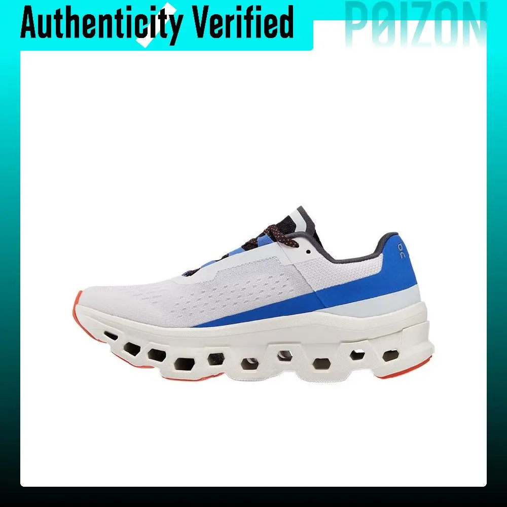 On Cloudmonster Running Shoes Women's Low-top Dusty White, Dark Blue 61.98648