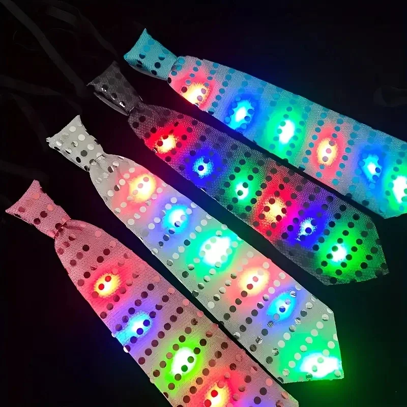 10/30/50Pcs LED Bowtie Flashing Light Up Sequin Necktie LED Bow Tie Necktie Bar Party Women Tie Wedding Bowtie Luminous Gift