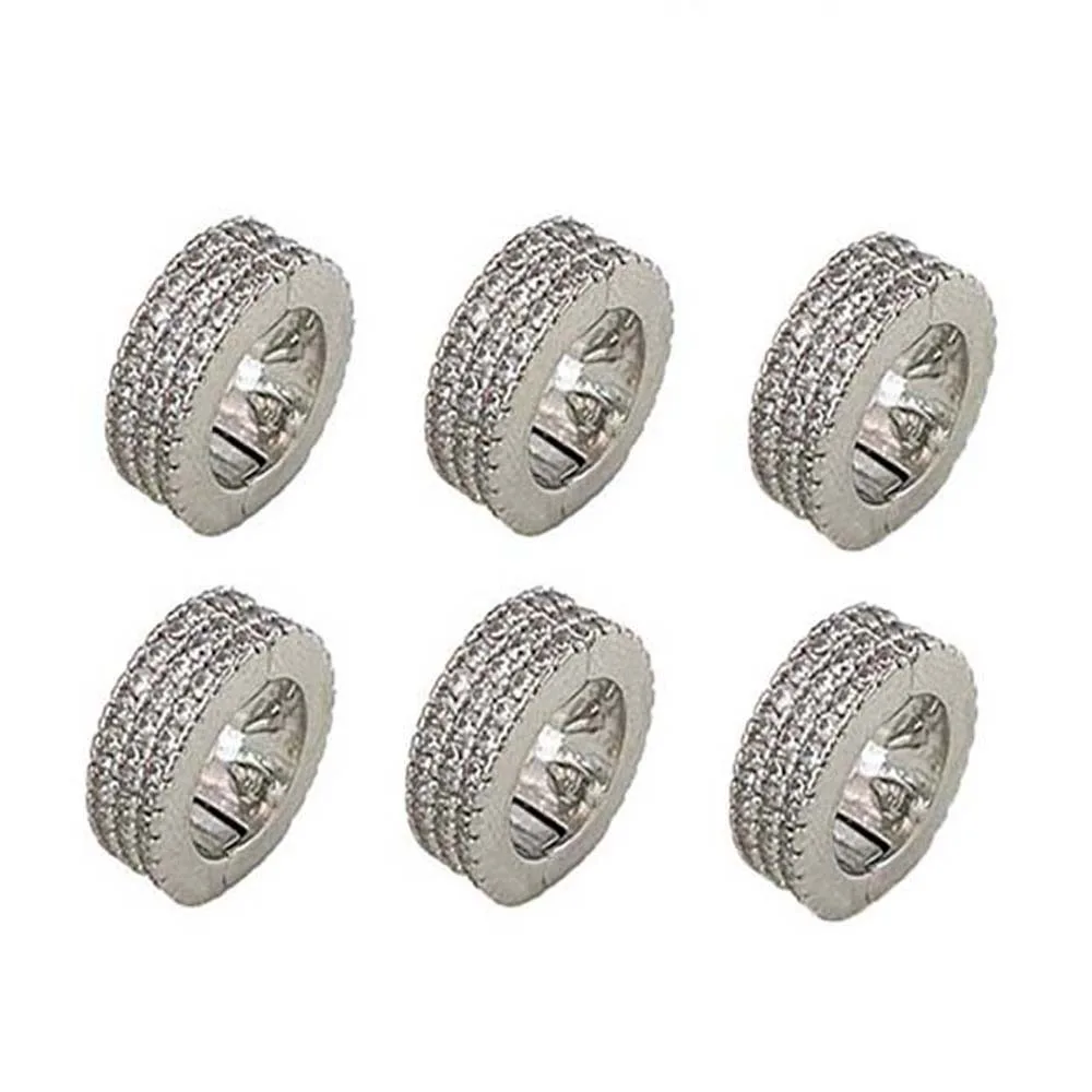Image of 2/4/6 Stück/Set Y2K Haarzopf-Röhrchen, hohle Metallklammern, Haarring für Zöpfe, Haarflechten, Strass, silberne runde Haarspange
