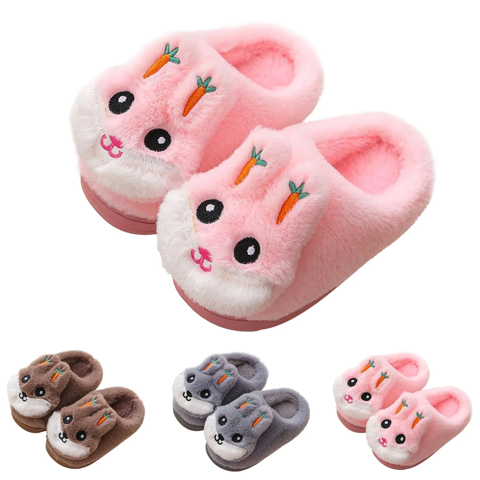 2023 Kids Home Slippers Autumn Winter Indoor Cotton Slides Cute Rabbit Non-slip Kids Shoes Fashion Baby Boys Girls Slippers
