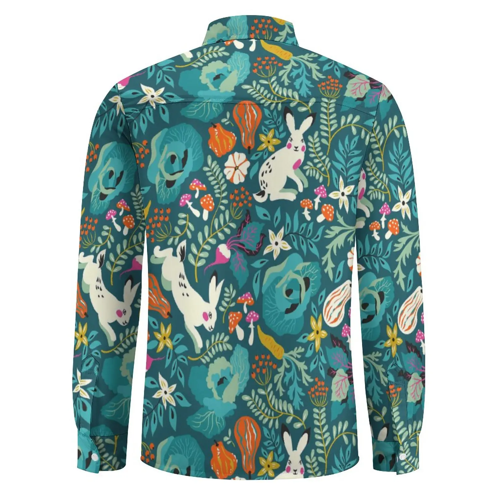 Frohe Ostern Hemd Männer Hasen Floral Print Casual Shirts Herbst Streetwear Grafik Blusen Langarm Mode Übergroßen Tops