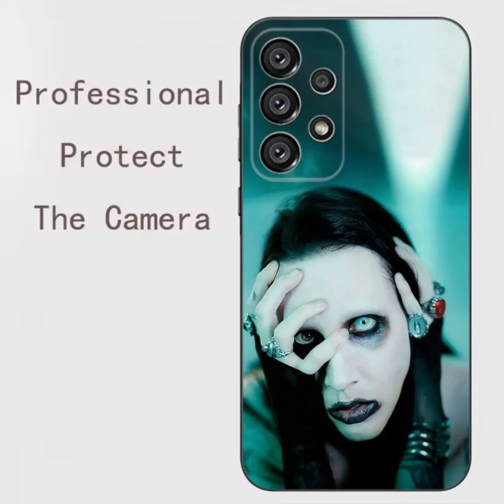 Capa de telefone cantor m-marilyn manson para samsung galaxy a91, a80, a73, a72, a71, a53a52, a32, a31a22, a21s, a20, capa preta