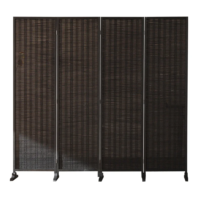 

Черная китайская перегородка, складная простая современная гостиная, входная стена, мобильный складной экран для отеля, бамбуковая перегородка из цельного дерева