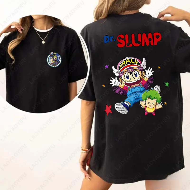 Camisetas Kawaii Arale para hombre y mujer, camiseta gráfica de Manga japonesa, ropa Y2k, camiseta de manga corta de algodón, Tops estampados de dos caras