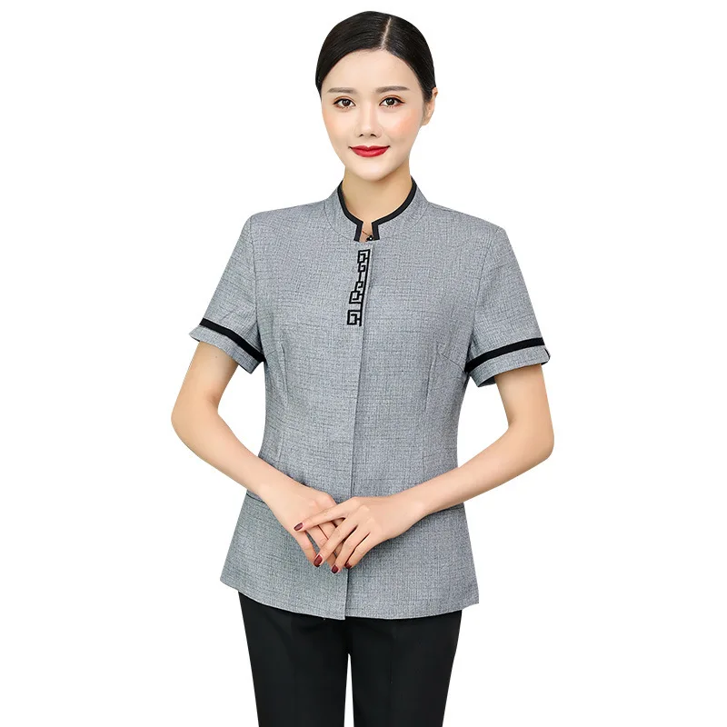 Property Cleaning Uniform Cleaner Clothing Set Short Sleeve Cleaning Staff Workwear Women Hotel Room Aunt Summer
