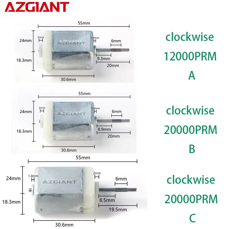 Azgiant FC280 High Speed Strong Magnetic DC 12v motor 55MM clockwise electric car repair kit Permanent Magnet Motor Power Tools