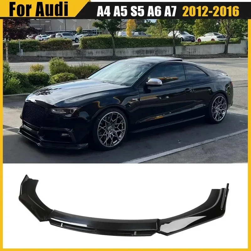 Image of Frontstoßstangen-Splitterlippe für Audi A5 S5 A4 A6 A7 2012 2013 2014 2015 2016 Frontstoßstangen-Spoiler Diffusor Karosserie-Modifikationskit