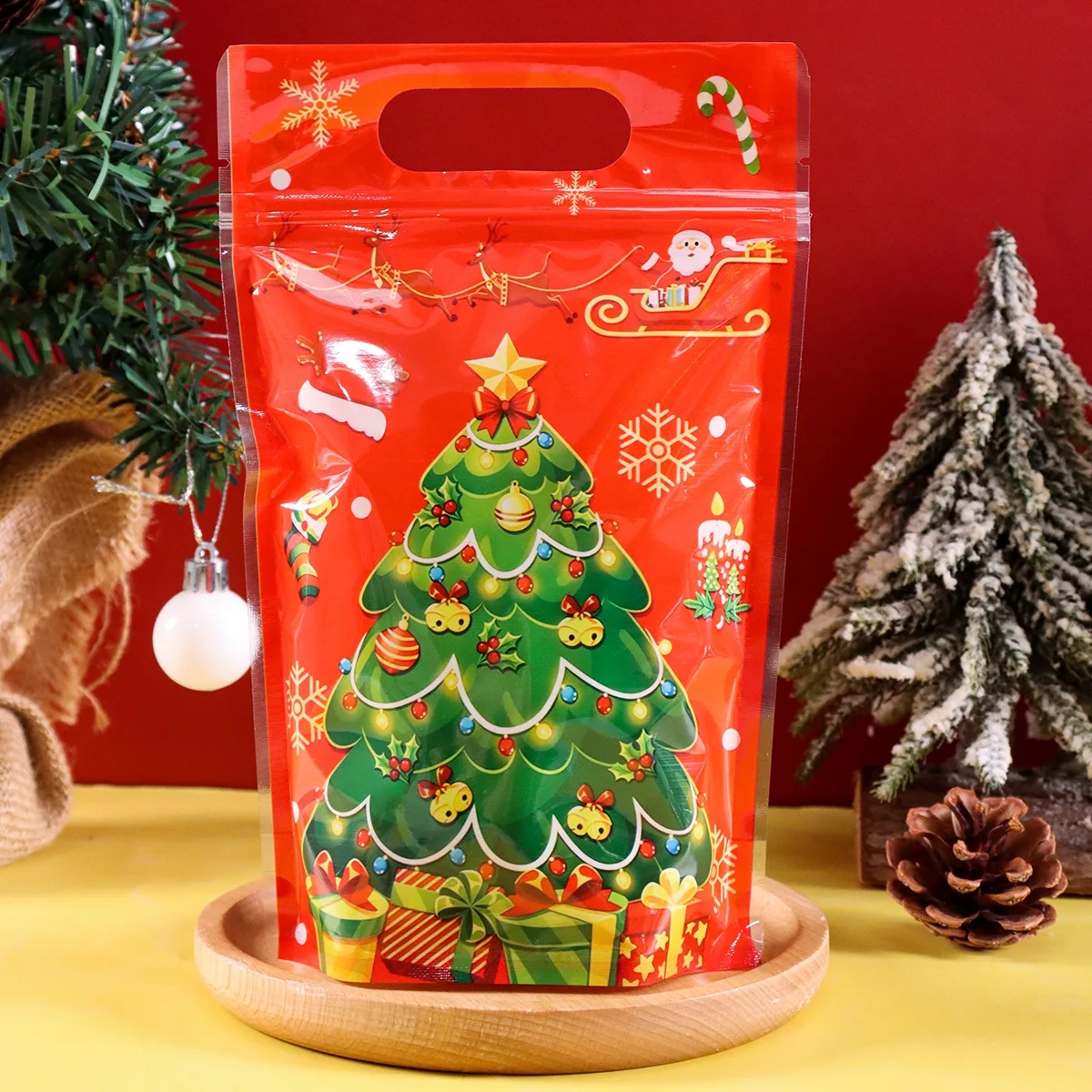 10/20 Stück Frohe Weihnachten Geschenktüten, niedliche Weihnachtsmann- und Weihnachtsbaum-Motiv, wiederverschließbare Leckerli-Beutel mit Reißverschluss, Neujahrs- und Weihnachtsdekoration für Zuhause – Detail 7