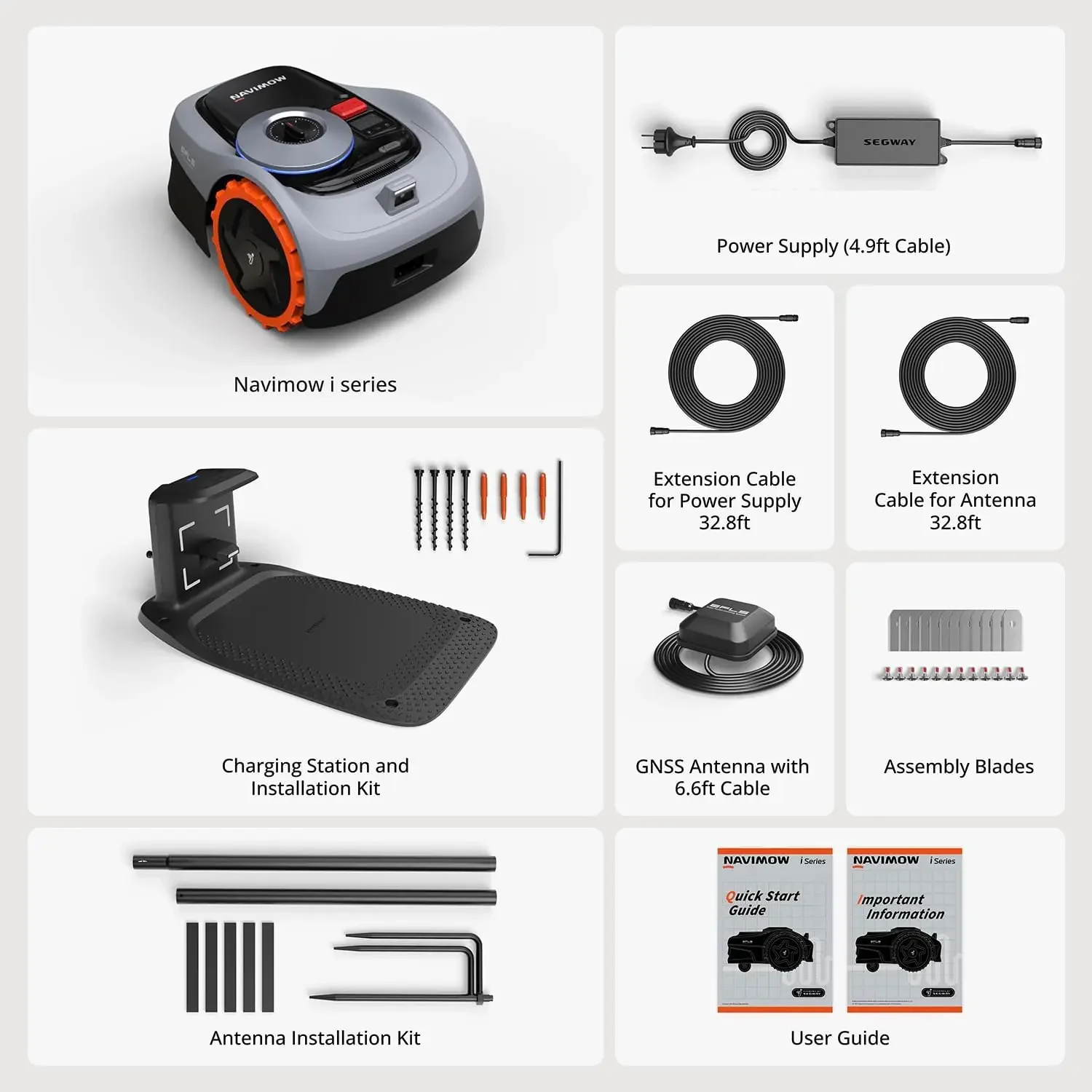 Segway Navimow i105N หุ่นยนต์เครื่องตัดหญ้าปริมณฑลฟรี 1/8 Acre RTK + Vision หุ่นยนต์ตัดหญ้า, AI-Assisted Mapping,