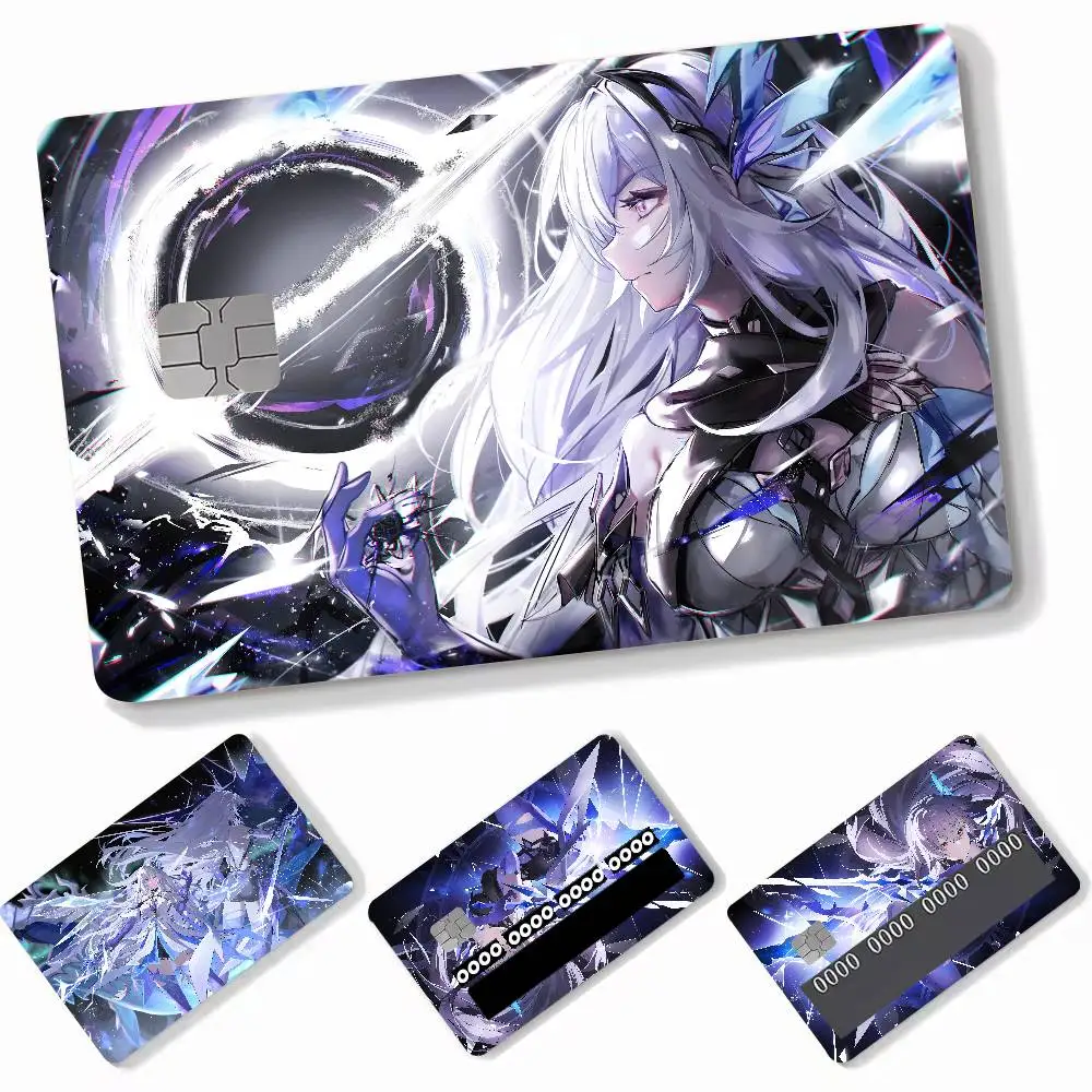 Hot Cute Skirk Genshin Impact Card Stickers Luxury Credit Card Stickers 4PCS Debit Front Decoration Bank Bus Pass Card Stcker