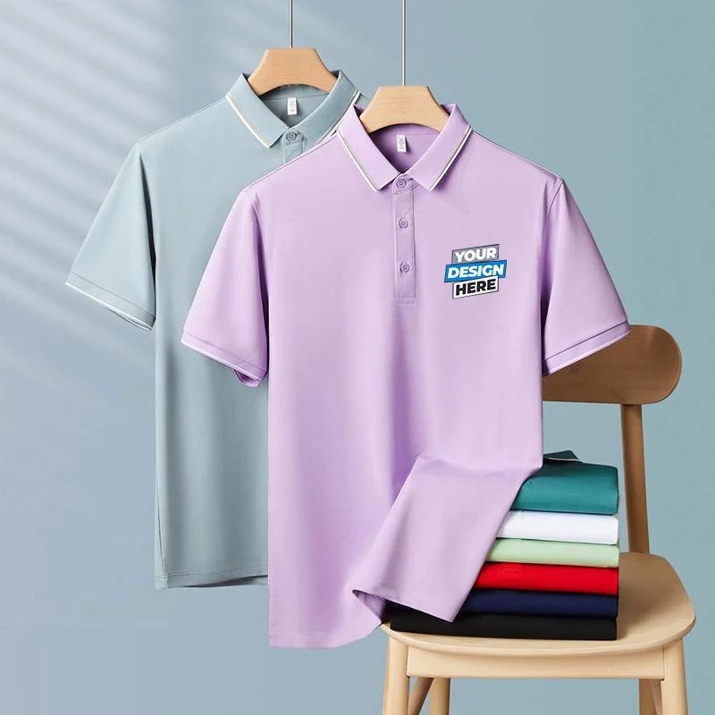Angepasst LOGO Polo Shirt Männer Sommer männer Shorts Hülse Kontrast Farbe Polo Business Luxus Männer T Shirt Drucken LOGO LS-2411