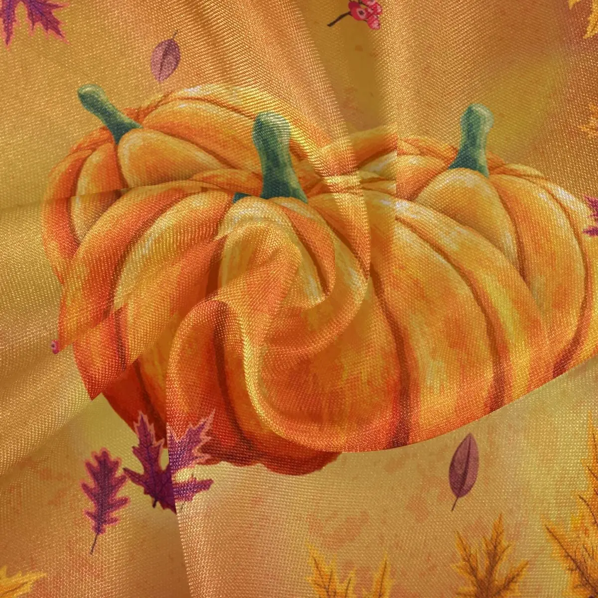 Autumn Pumpkin Maple Round Tablecloth Fall Sunflower Flowers Table Cloth Cover Mat Lace Washable Polyester 60