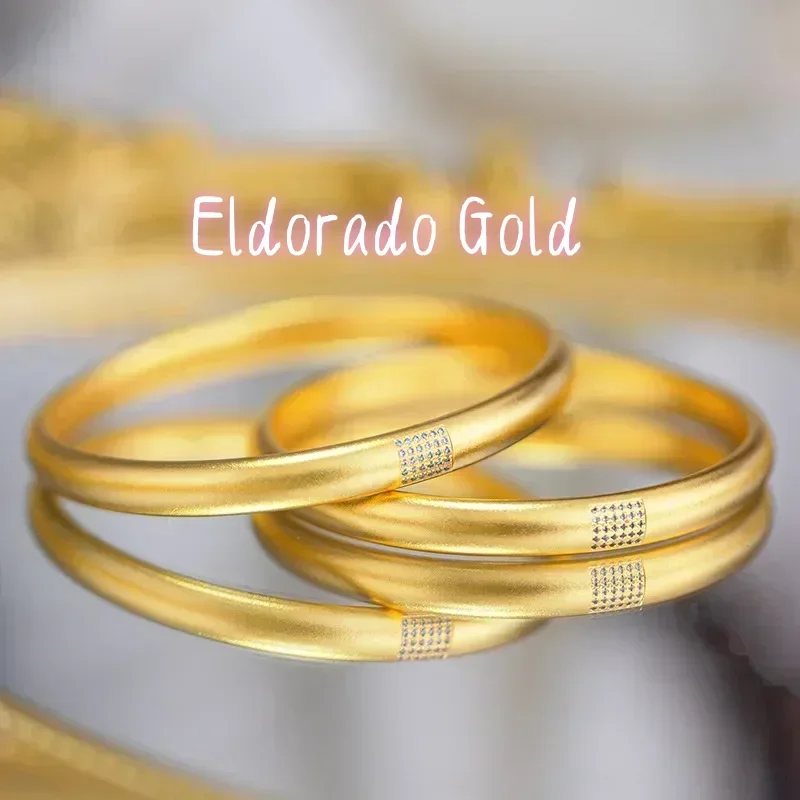 Eldorado Gold  9999 Real Gold 24K Niche Design Sense Light Luxury Plain Ring Micro-set Bracelet Ancient Inheritance Point Diamon