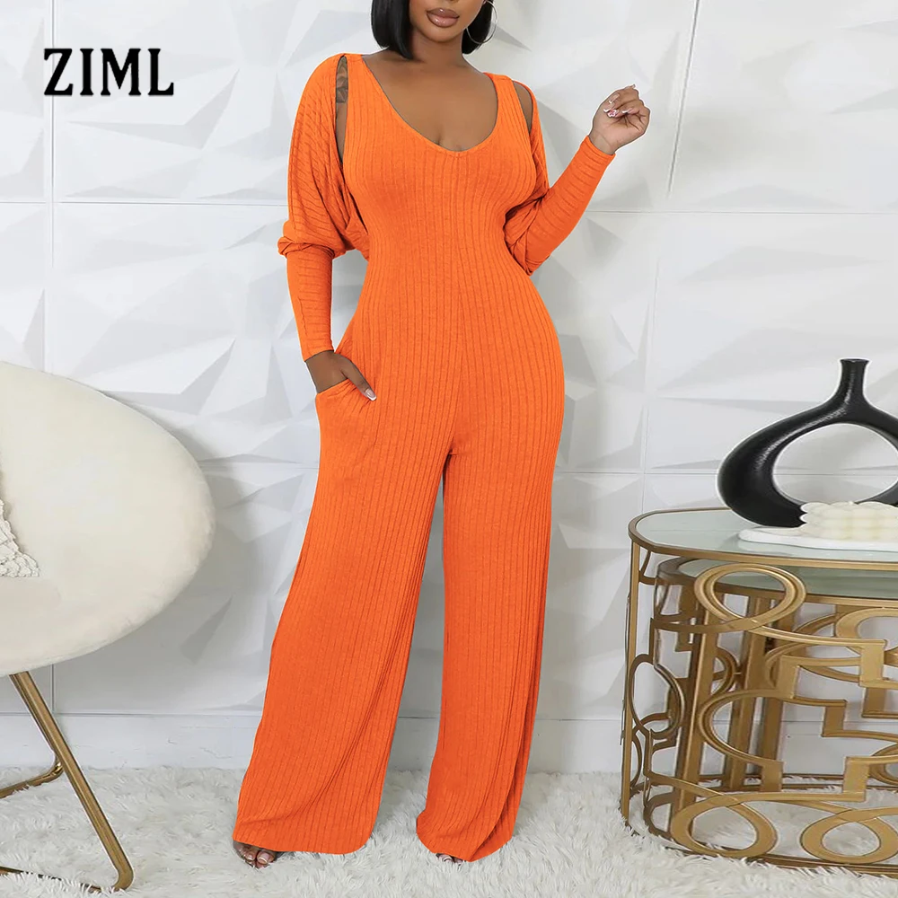 

ZIML Slimming Casual Solid Jumpsuits For Women Square Collar Long Sleeve High Waist Pants Temperament Jumpsuit Female Fashion