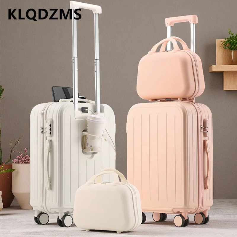 KLQDZMS 20Inch High Quality Suitcase Travel Set Student Boarding Box Women Trolley Bags Wheeled Travel Bag Men's Luggage