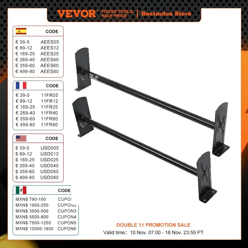 VEVOR 400/500/750 LBS Van Roof Ladder Rack 2/3 Bars Alloy Steel Roof Racks Rain-Gutter Roof Rack Van Ladder Rack for Savana etc