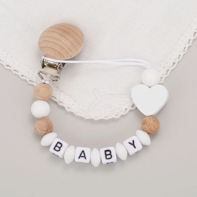 New Baby Custom Name Pacifier Clip Nipple Holder Teething Toy Food Grade Infant Teether Dummy Chain Chew Newborn Gift BPA Free