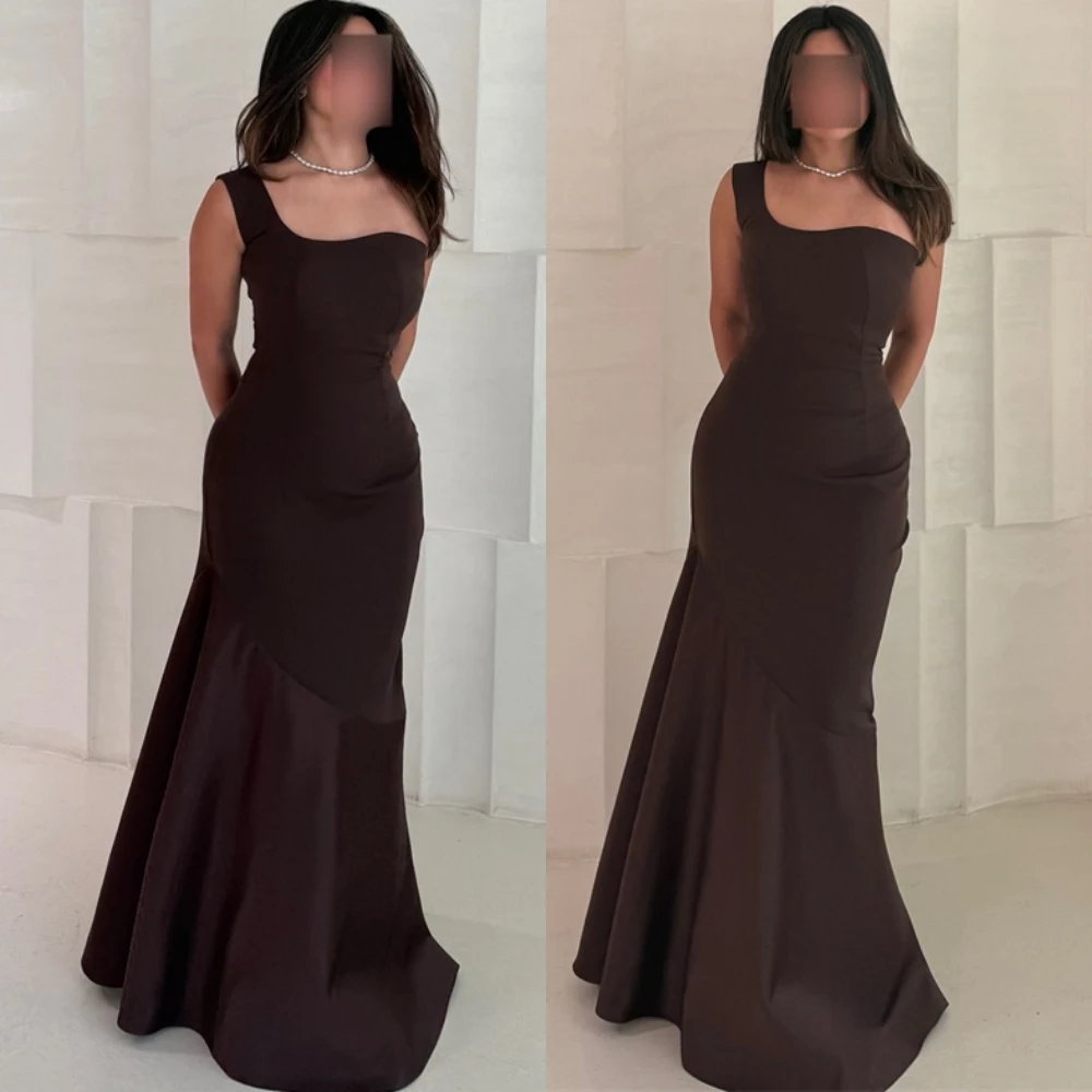 

Customized Fashion Jersey Mermaid Evening Dress Luxury Sleeveless Prom Dress Graceful One Shoulder Special Occasion Gowns