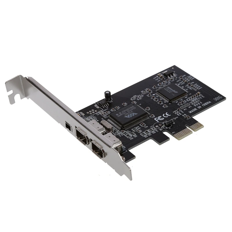 2X PCI Express X1 PCI-E Firewire 1394A IEEE1394 Controller Card 3 Port For Desktop