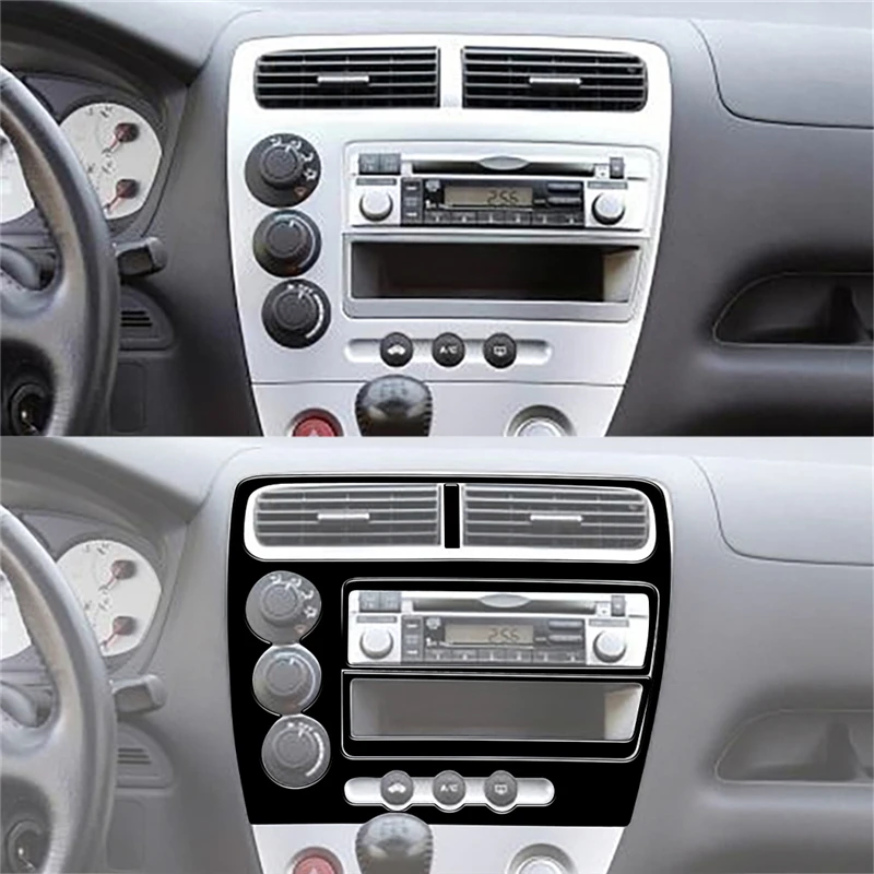 For Honda Civic Si 2002 2003 2004 2005 Center Dash Console Brand New ABS Gloss Black Safeguard Stickers Car Accessories - view 3