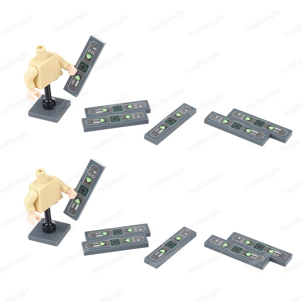 Nadruk dłoni elektroniczny ekran rozpoznawania wzór 2431 klocki do budowy drukowane 1x4 płytki części MOC mechaniczny Model sceny zabawka na prezent