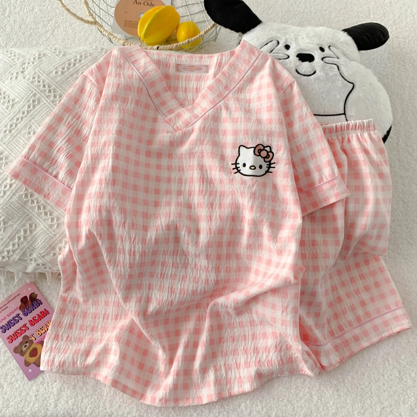 

Sanrio Pajamas New Spring and Summer Cloud Cotton Hello Kitty Pajamas Cute Cartoon Home Suit Set